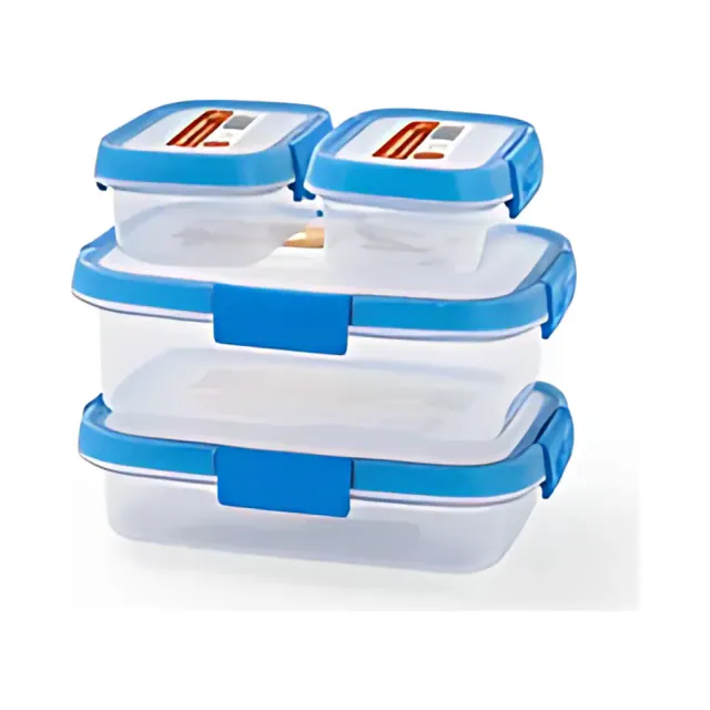 Hygienic Rectangular Container Set, 4 Pieces (2 × 0.2 / 0.7 / 1 L)