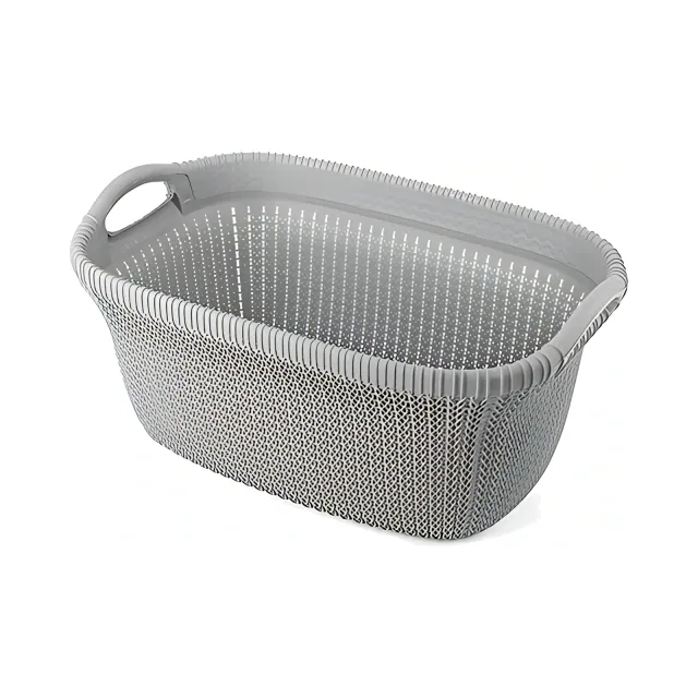 Tart Knit-Texture Oval Laundry Basket